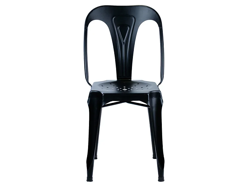 Lot 4 chaises vintage en métal noir style industriel - METALICA
