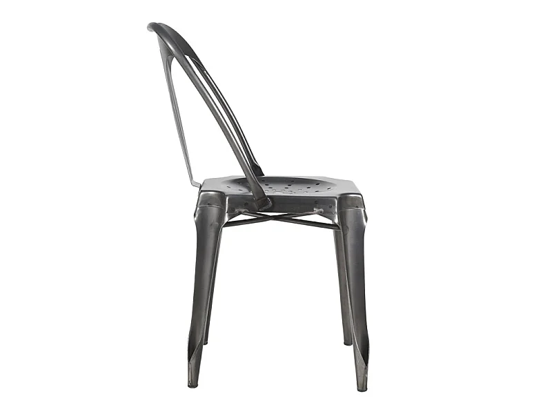 Lot 4 chaises vintage en métal gris vieilli style industriel - METALICA