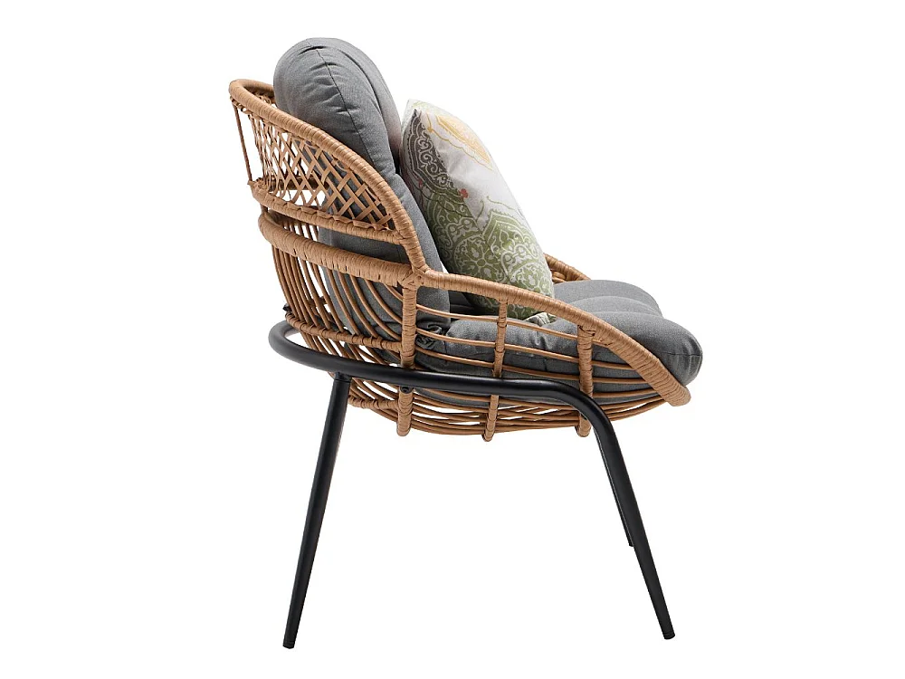 Set Bistrot da Giardino Tavolo e Sedie con Cuscini 2 Posti Salottino da Esterno per Balcone e Terrazza, Rattan Sintetico e Acciaio