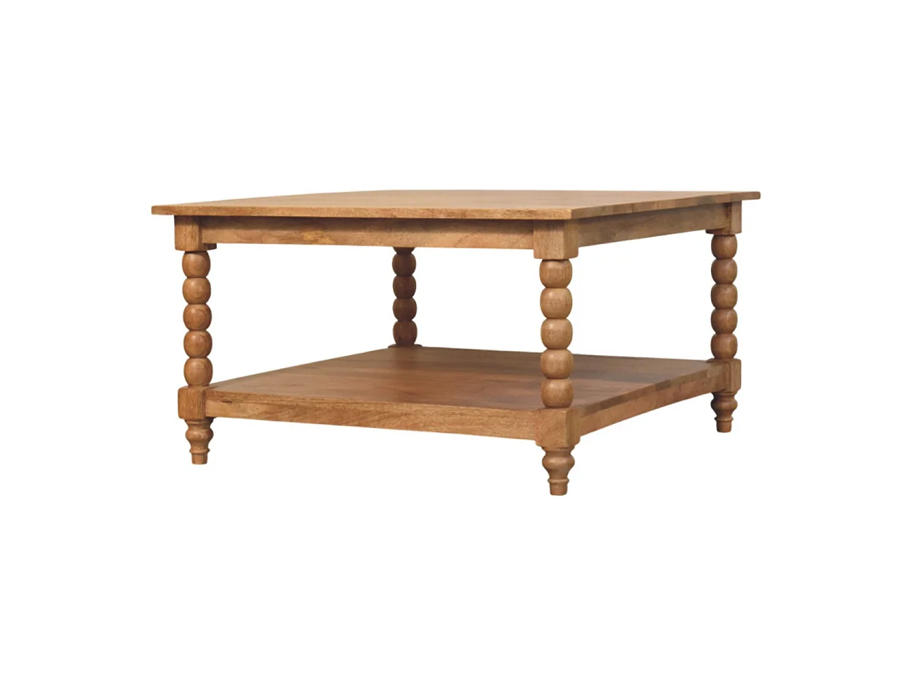 Artisan Furniture Solid Wood Spindle Golden Teak Coffee Table, 1 Open Slots, Brown