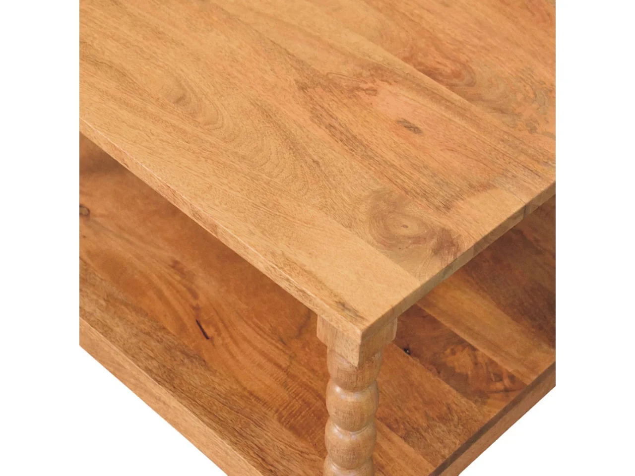 Artisan Furniture Solid Wood Spindle Golden Teak Coffee Table, 1 Open Slots, Brown