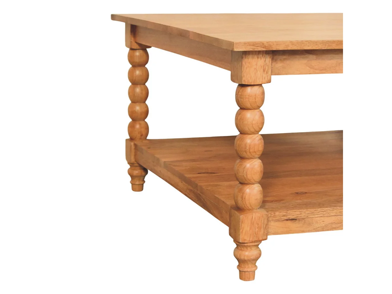 Artisan Furniture Solid Wood Spindle Golden Teak Coffee Table, 1 Open Slots, Brown