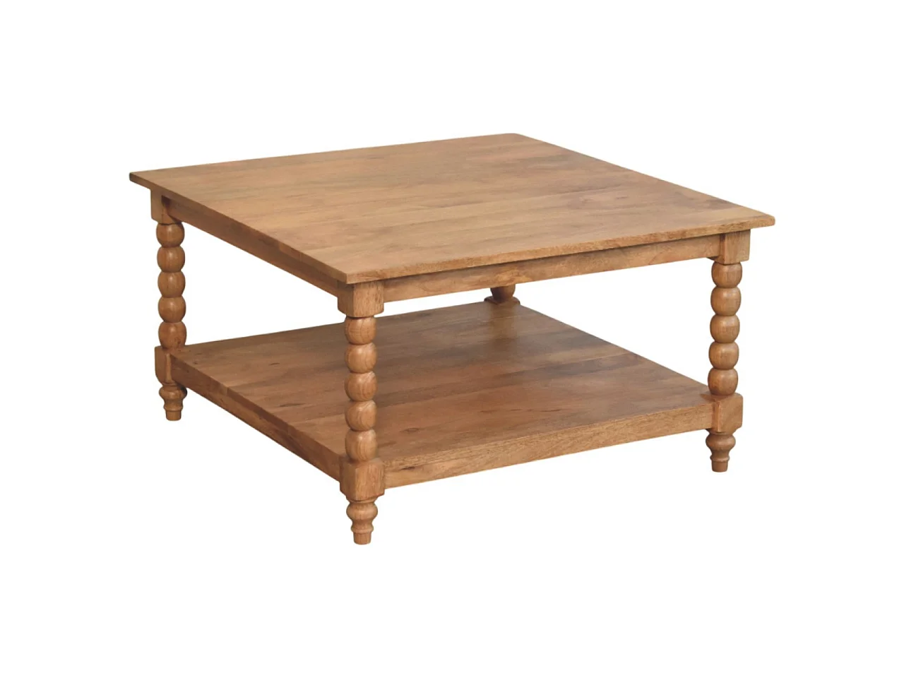Artisan Furniture Solid Wood Spindle Golden Teak Coffee Table, 1 Open Slots, Brown