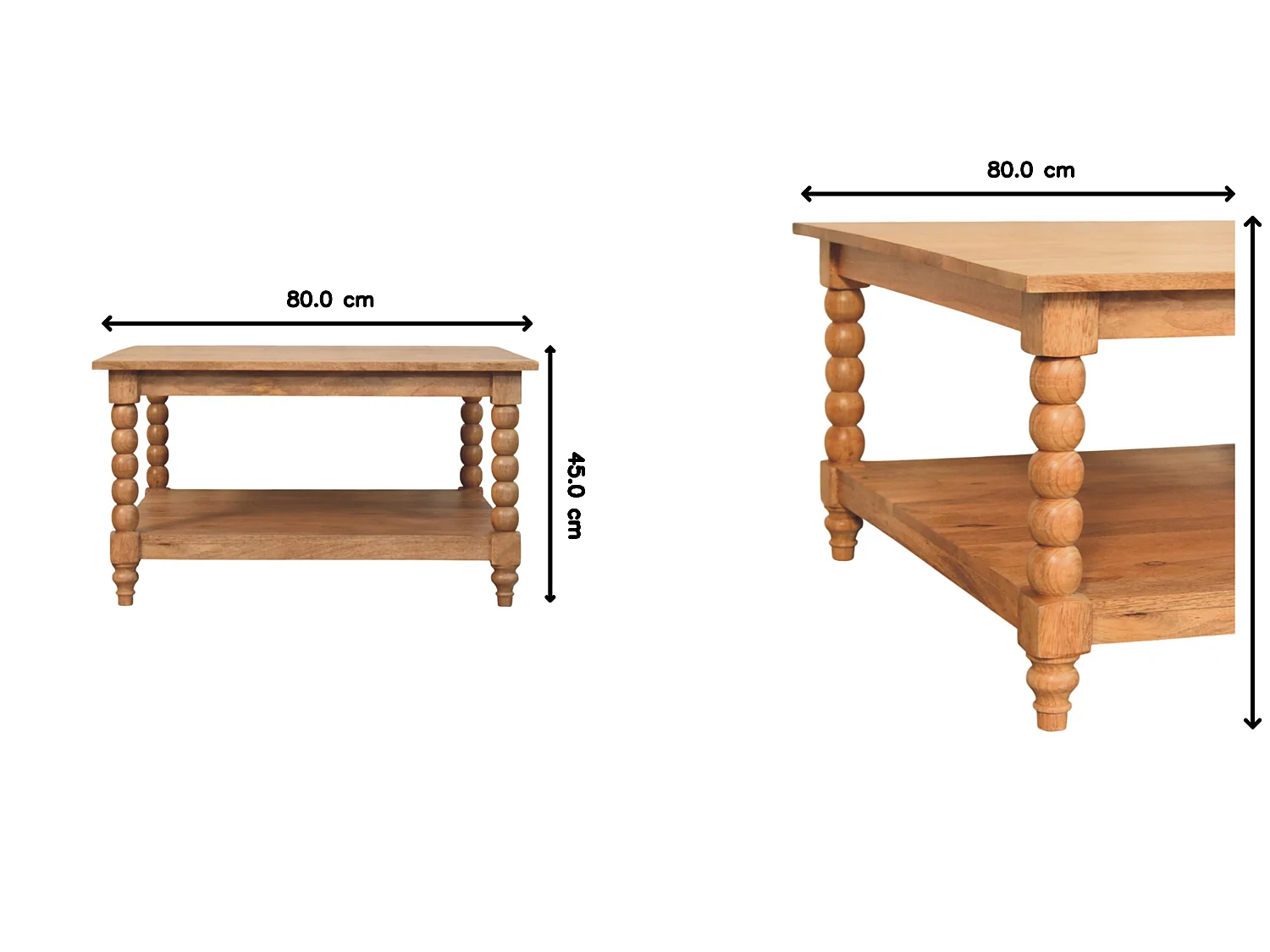 Artisan Furniture Solid Wood Spindle Golden Teak Coffee Table, 1 Open Slots, Brown