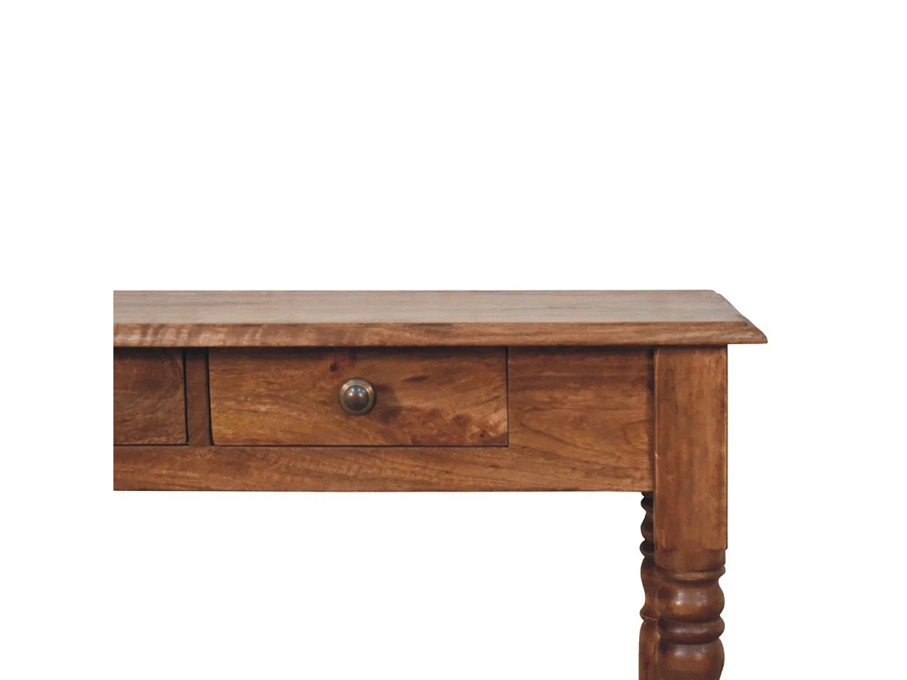 Artisan Furniture Solid Wood Three Drawer Console with Turned Legs, Brown