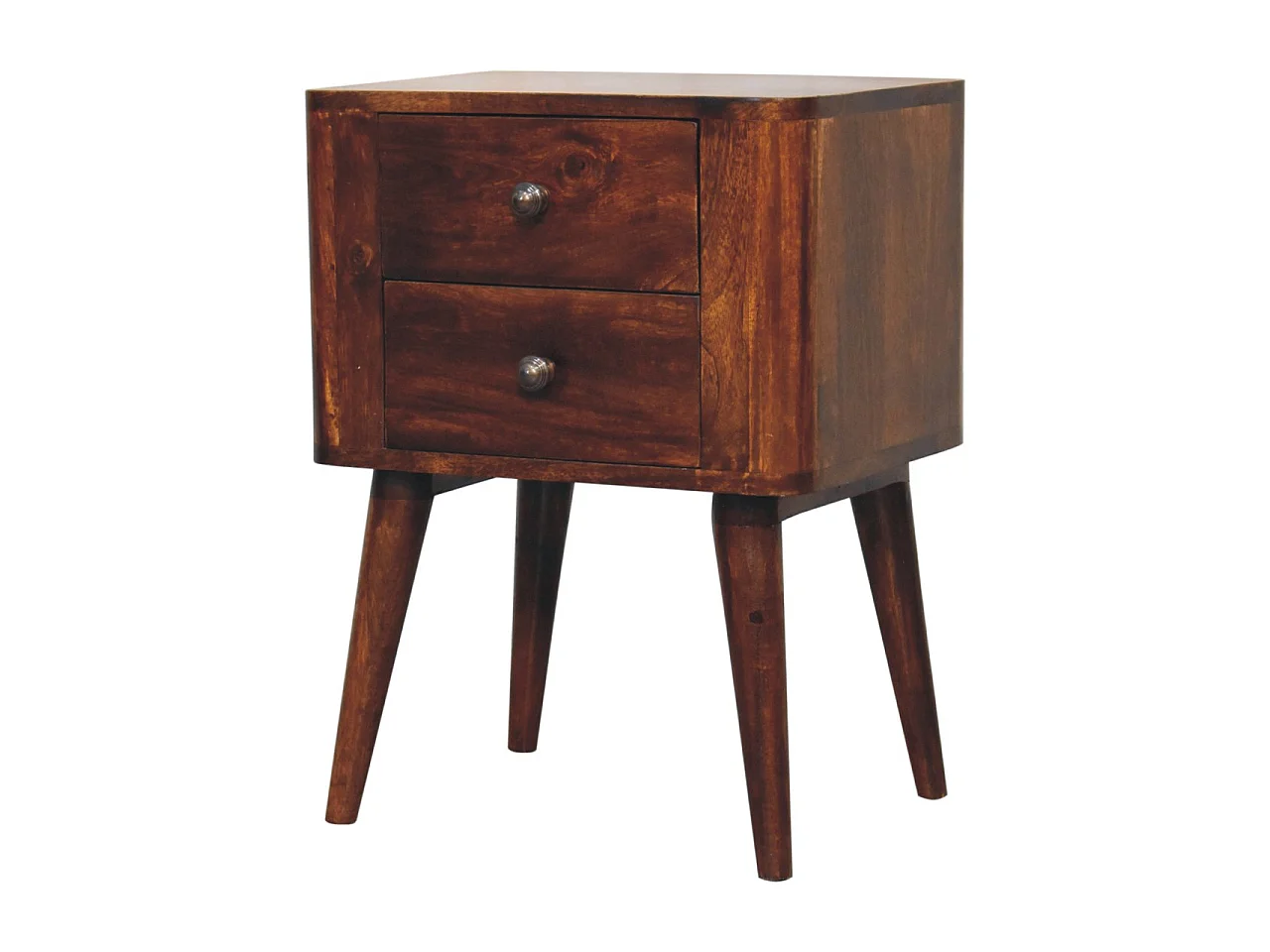 Artisan Furniture Solid Wood Bera Bedside, 2 Drawers, Brown