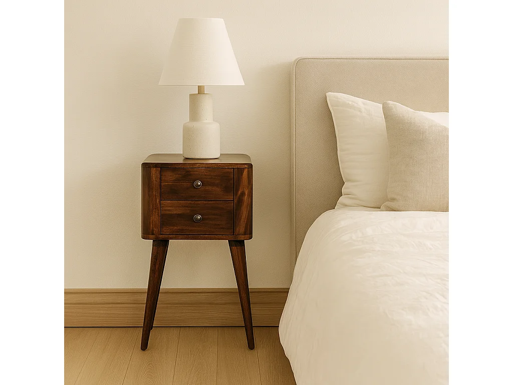 Artisan Furniture Solid Wood Bera Bedside, 2 Drawers, Brown