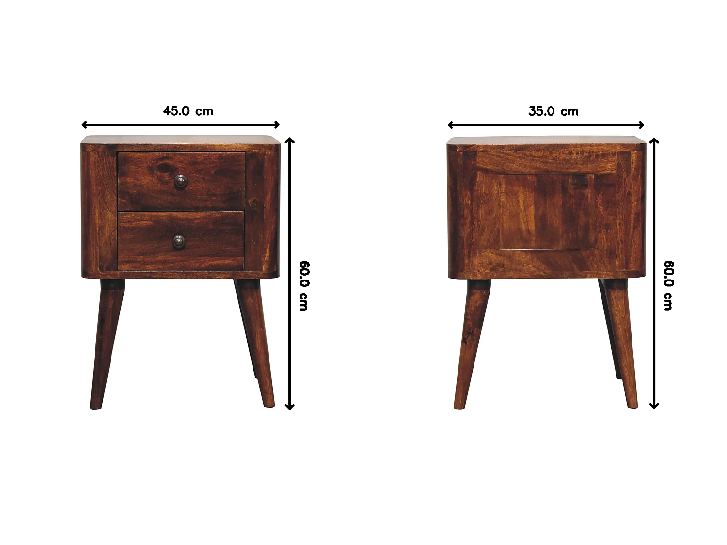 Artisan Furniture Solid Wood Bera Bedside, 2 Drawers, Brown
