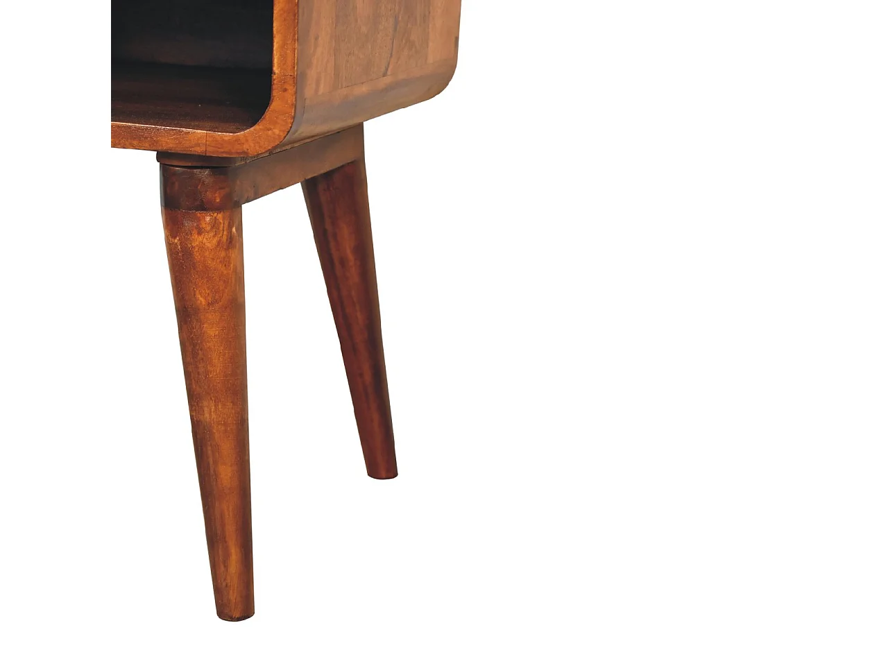 Artisan Furniture Solid Wood Curve Open Slot Chestnut Bedside, 1 Drawer, Brown