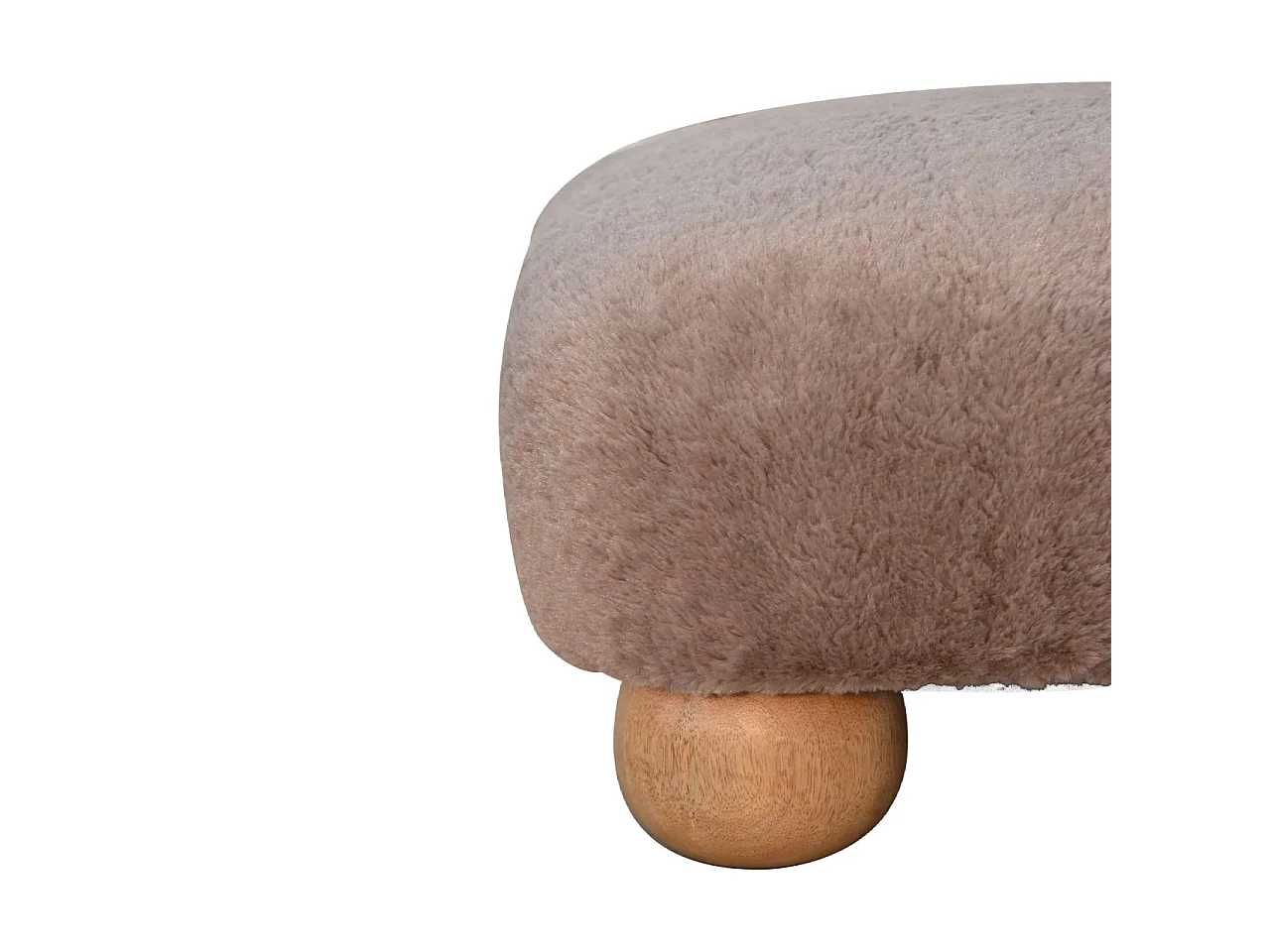 Artisan Furniture Solid Wood Mocha Faux Fur Nordic Footstool, Upholstered, Brown