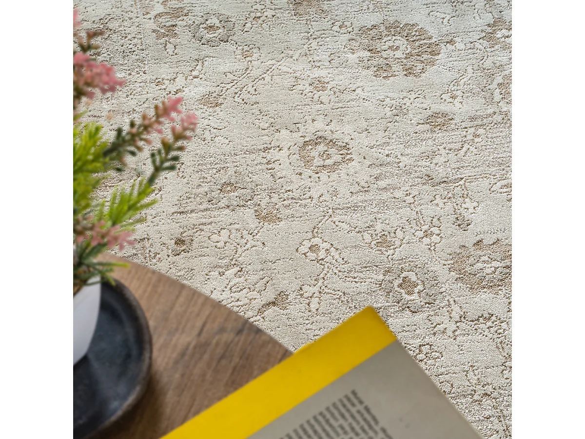 Tapis Flowline Salon Design Vintage, Beige, 120 x 160 cm