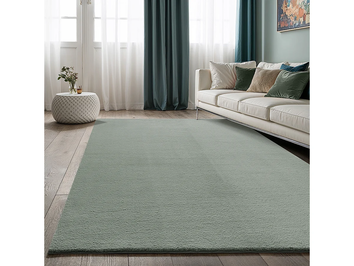 Tapis Cosy doux lavable uni, vert, 120 x 160 cm