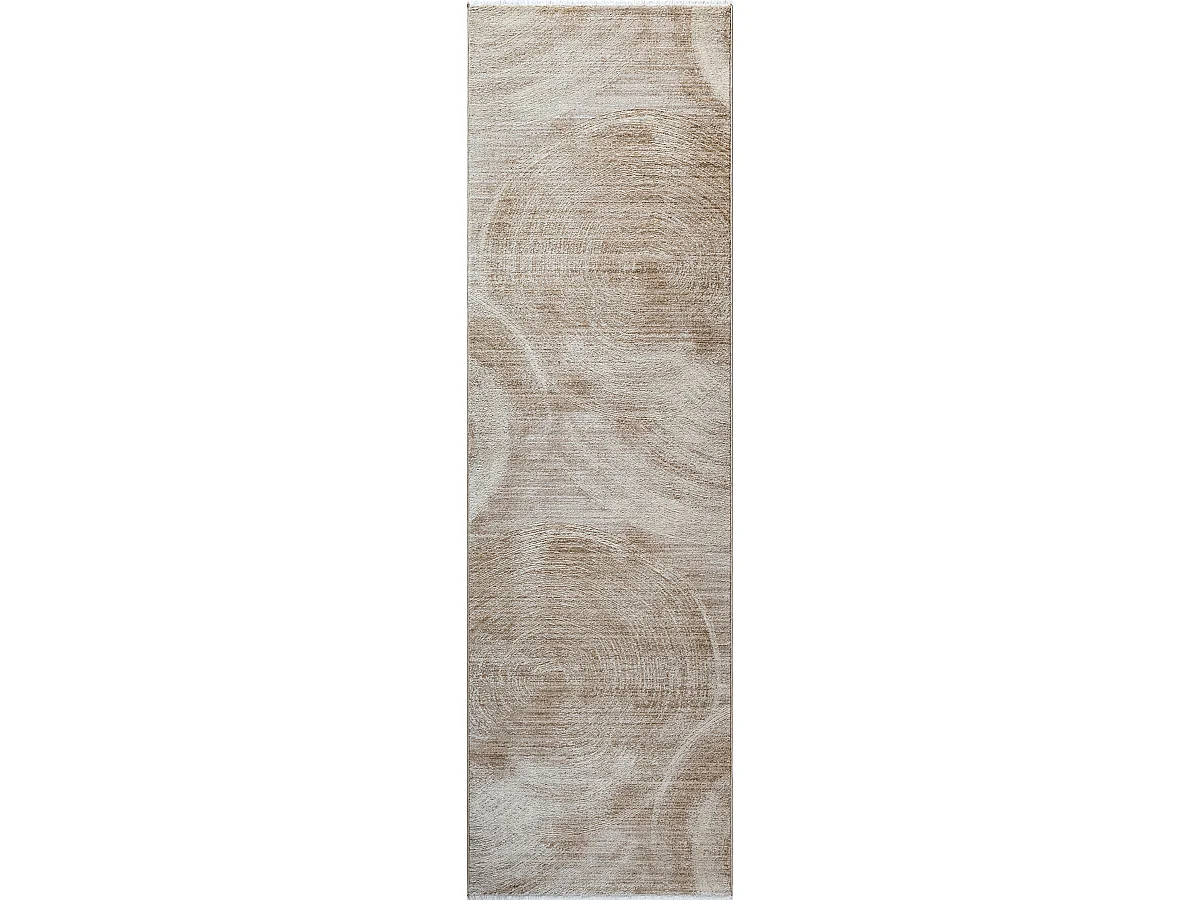 Tapis Flowline Salon Moderne Design Cercle, Beige, 80 x 300 cm