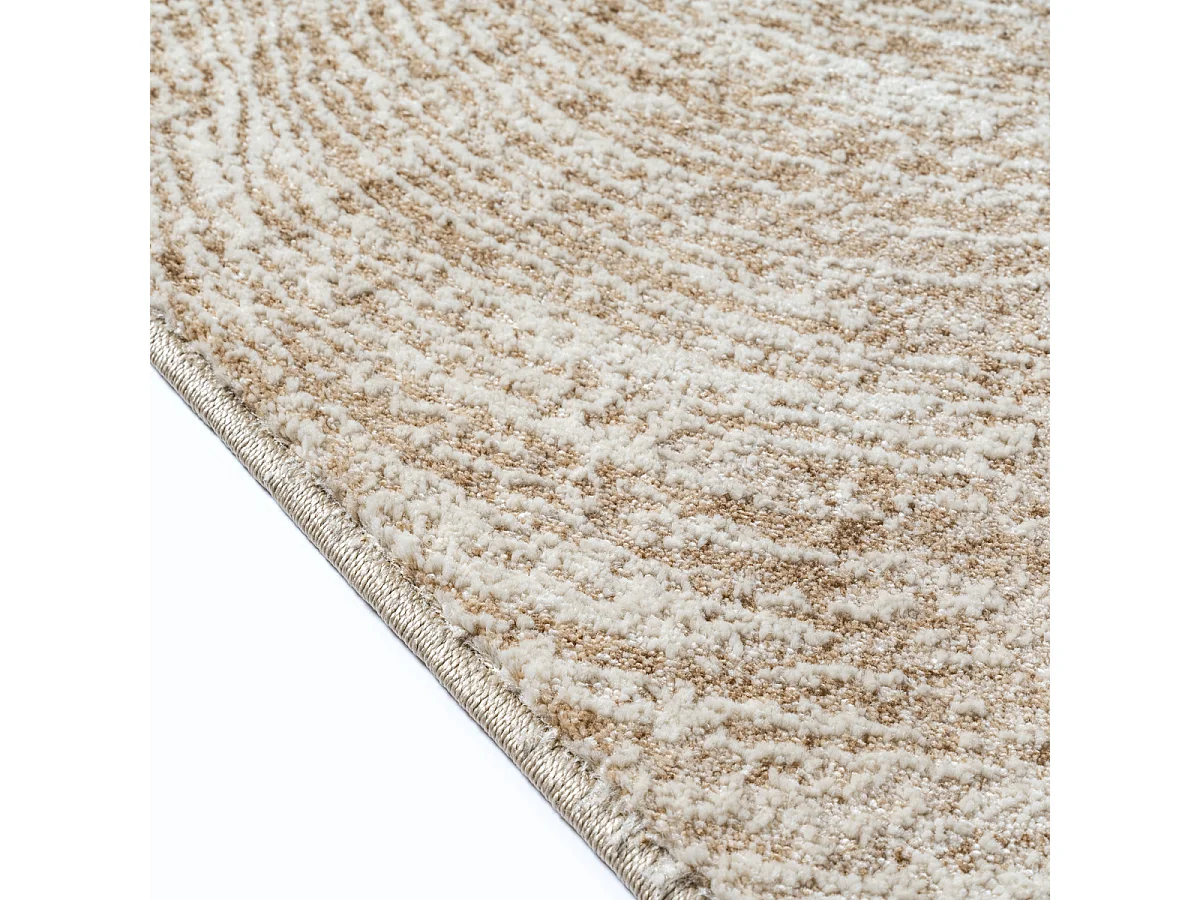 Tapis Flowline Salon Moderne Design Cercle, Beige, 80 x 150 cm