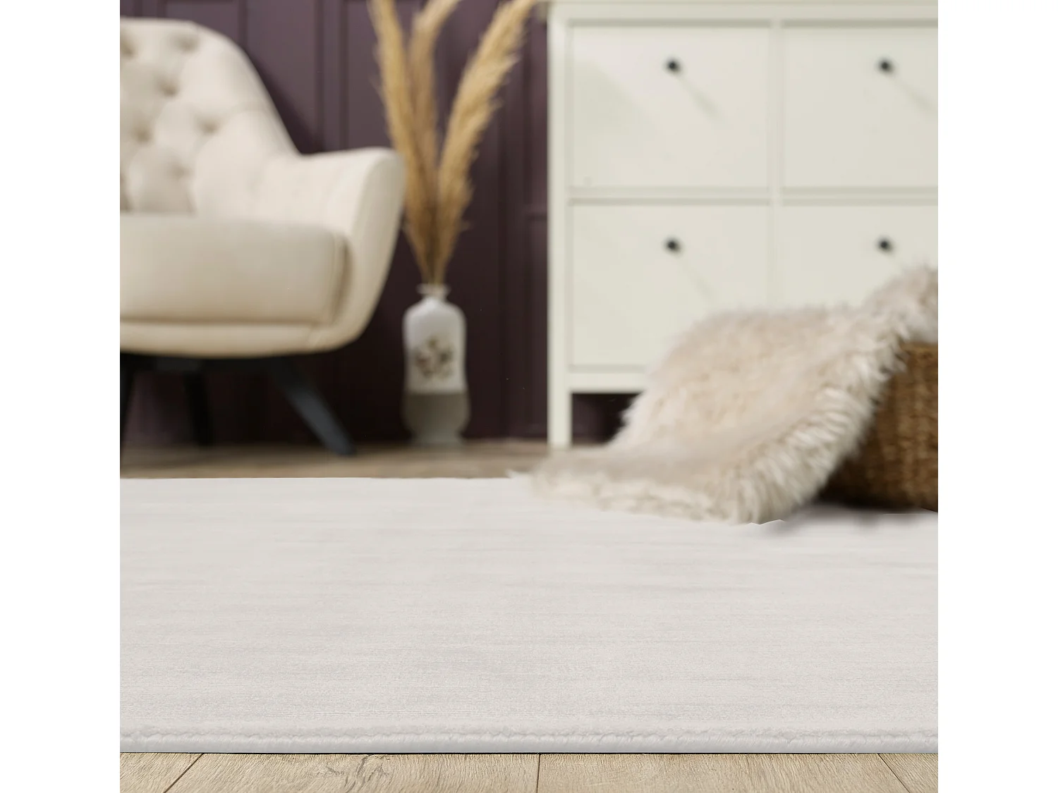 Tapis Arte salon design élégant, blanc, 200 cm rond