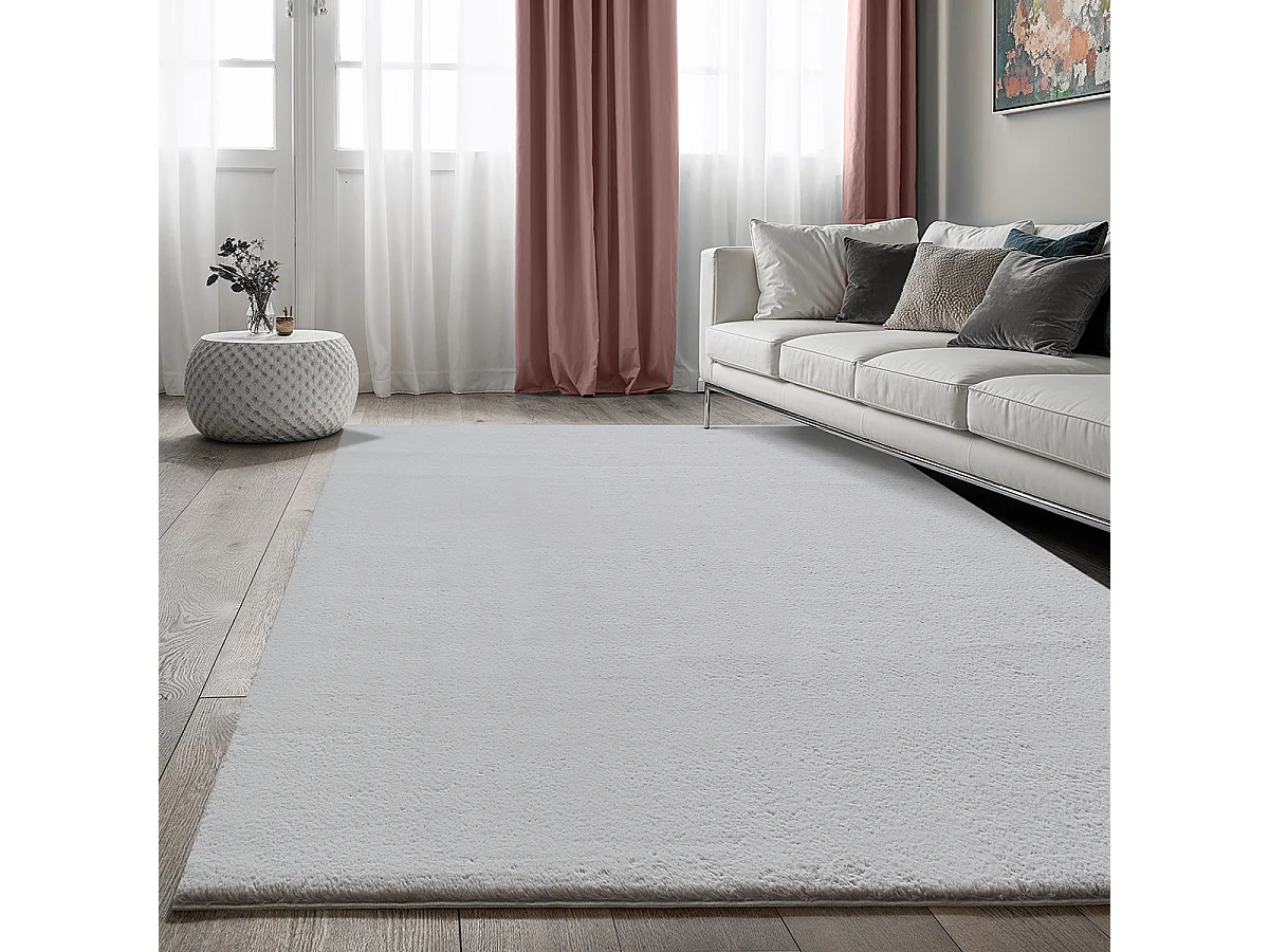 Tapis Cosy doux lavable uni, gris, 80 x 300 cm