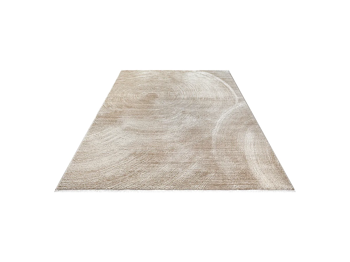 Tapis Flowline Salon Moderne Design Cercle, Beige, 200 x 290 cm
