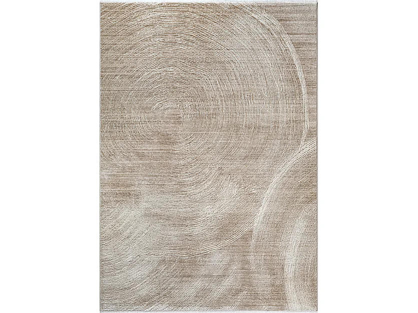 Tapis Flowline Salon Moderne Design Cercle, Beige, 160 x 230 cm