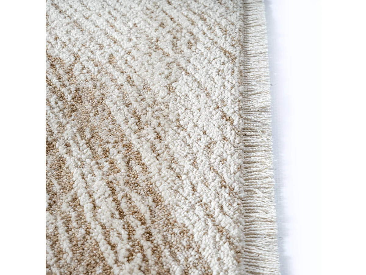 Tapis Flowline Salon Moderne Design Cercle, Beige, 160 x 230 cm