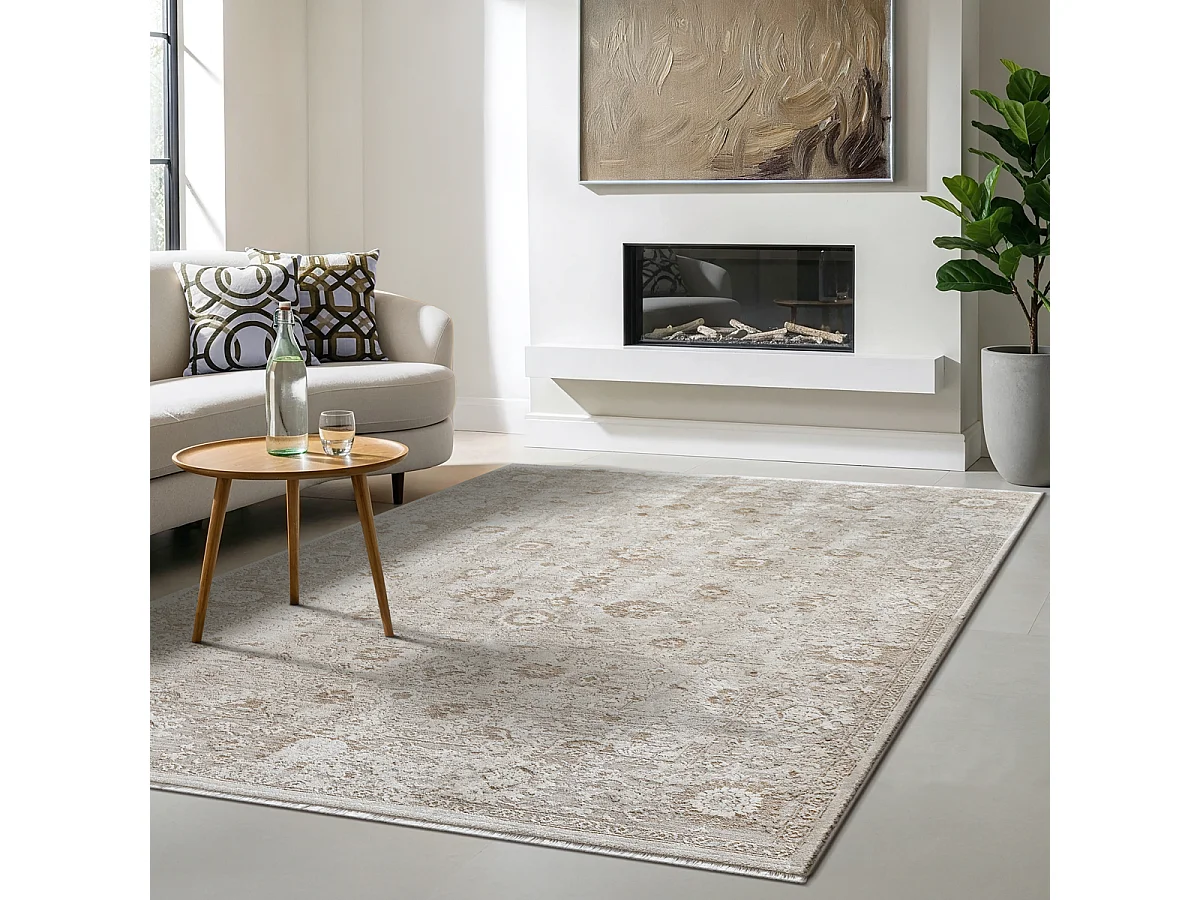 Tapis Flowline Salon Design Vintage, Beige, 160 x 230 cm