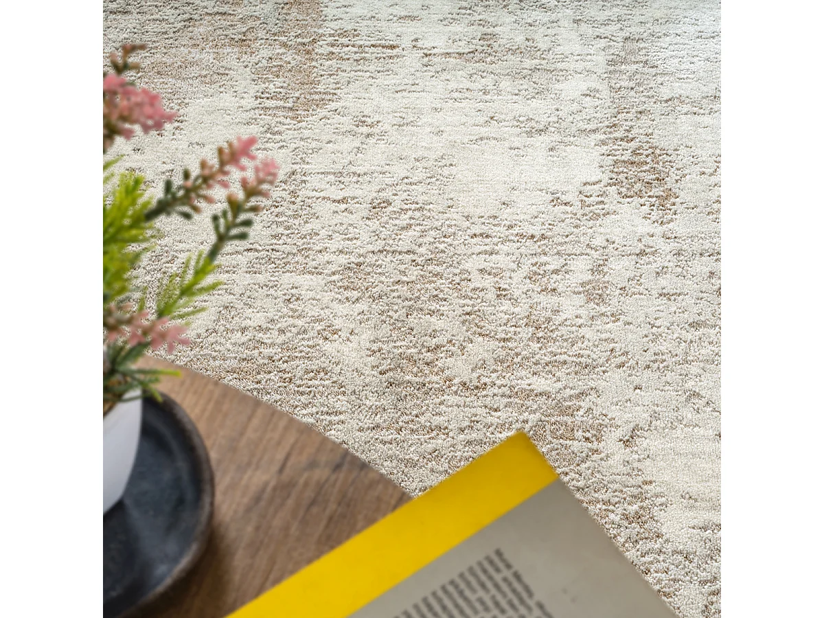 Tapis Flowline Salon Moderne Design, Beige, 80 x 150 cm