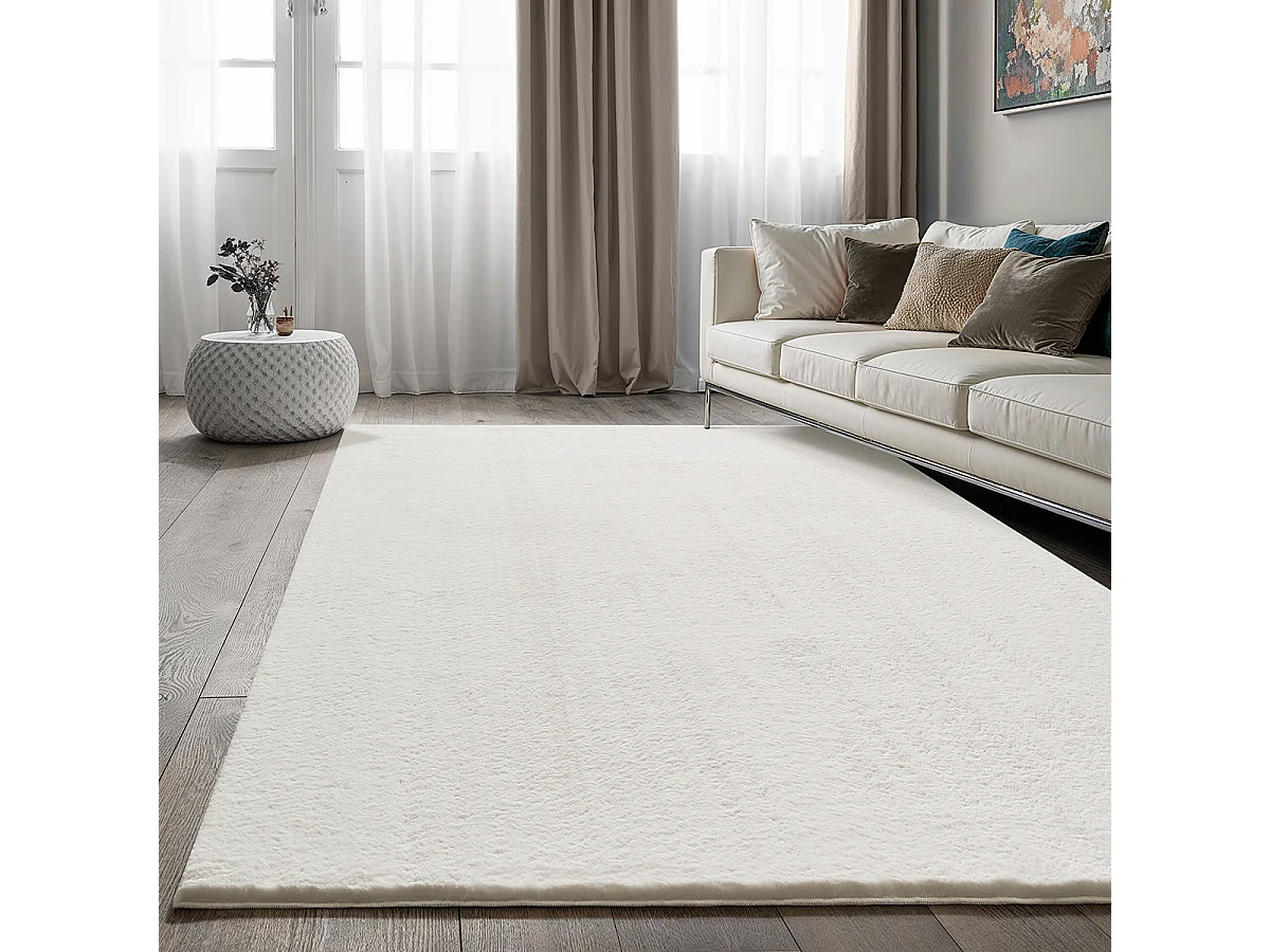 Tapis Cosy doux lavable uni, creme, 160 x 220 cm