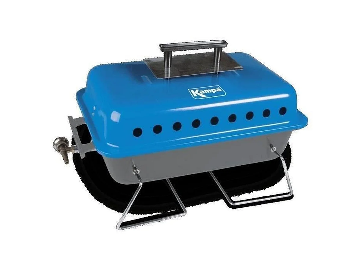 Barbacoa de Gas Portátil KAMPA Bruce con Piedras de Lava, Azul - Camping, Picnics, Autocaravanas, Uso en la Mesa