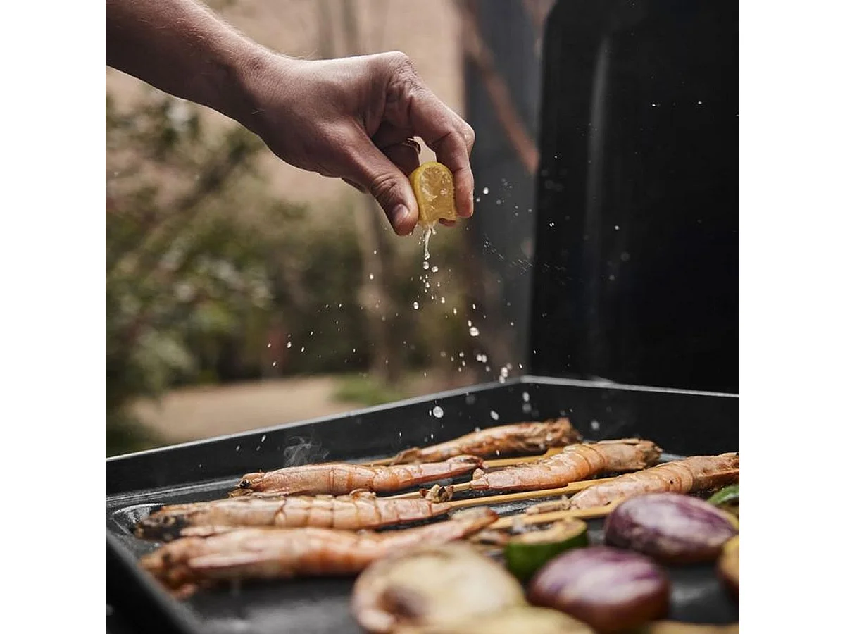 Weber Portable Gas Plancha Grill 3kW 43x41cm Schwarz Tischgrill mit schneller Aufheizung bis zu 260°C