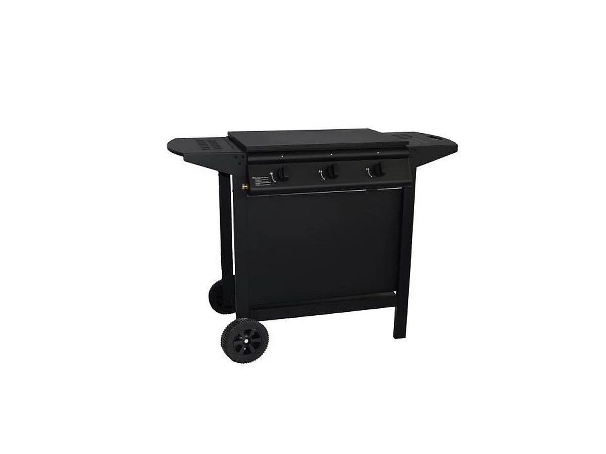 GRILL GARDEN Barbecue à gaz compact noir 14 kW avec capot, allumage Piezo et 4 brûleurs