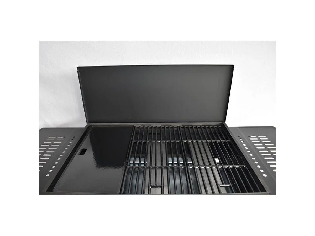 GRILL GARDEN Barbecue à gaz compact noir 14 kW avec capot, allumage Piezo et 4 brûleurs