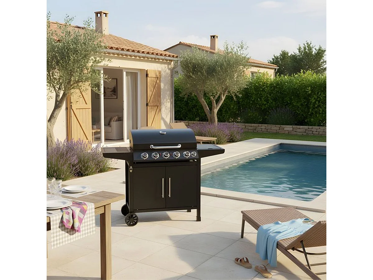 Barbecue à gaz COOKINGBOX Paarl 5SB - 5 brûleurs + brûleur latéral, surface 70 x 42 cm