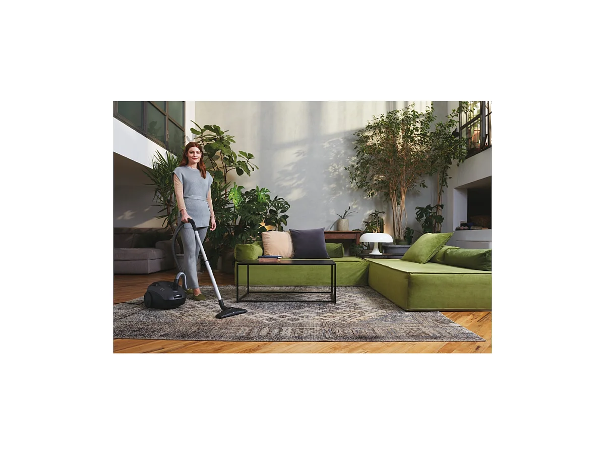 Aspiradora cilíndrica compacta y potente sin bolsa HE1 - Capacidad de 2,5 L - Ideal para suelos duros y alfombras