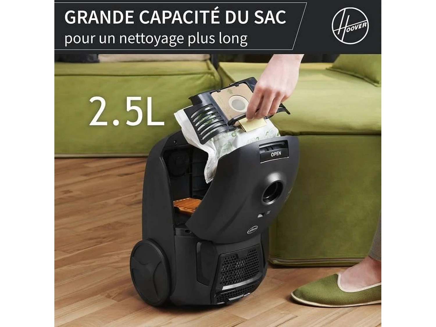 Aspiradora cilíndrica compacta y potente sin bolsa HE1 - Capacidad de 2,5 L - Ideal para suelos duros y alfombras