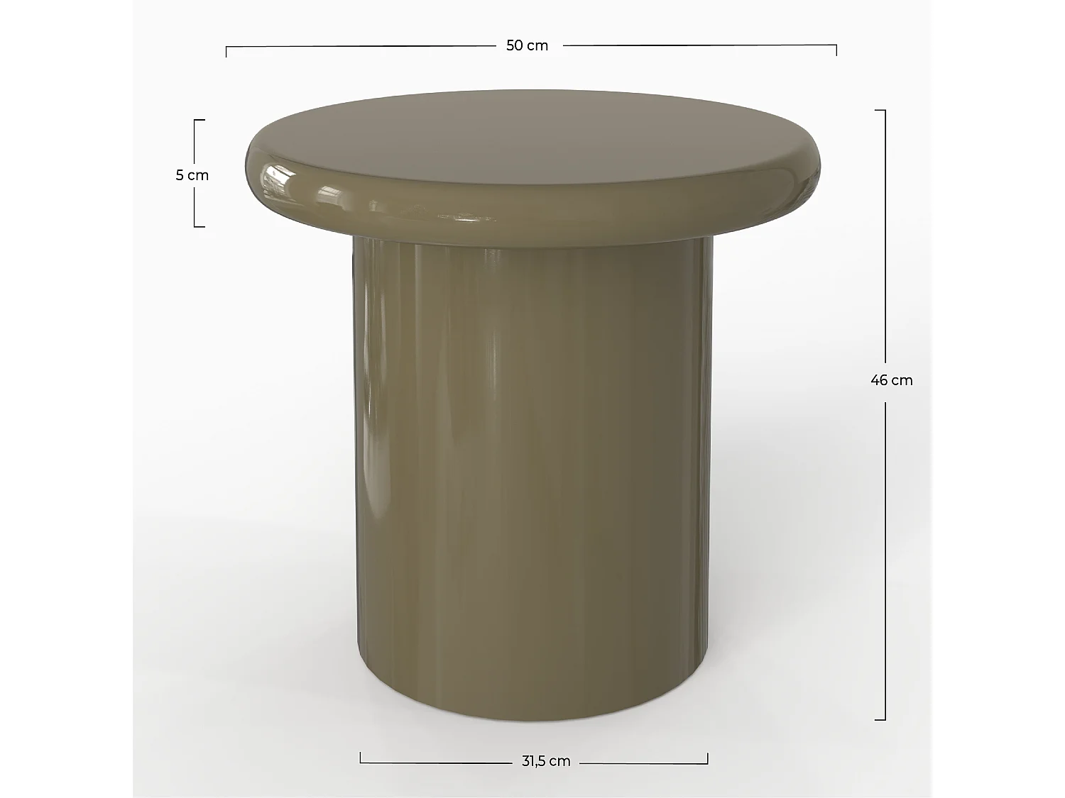Tavolino laccato verde kaki in MDF D50 cm - Apoline