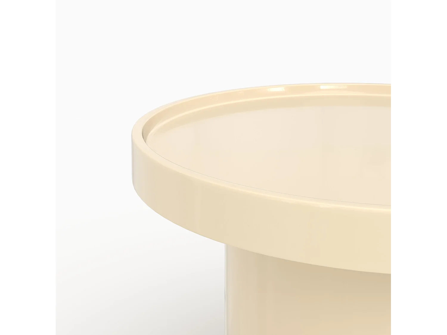 Mesa auxiliar lacada blanca en MDF, D50 cm - Nora