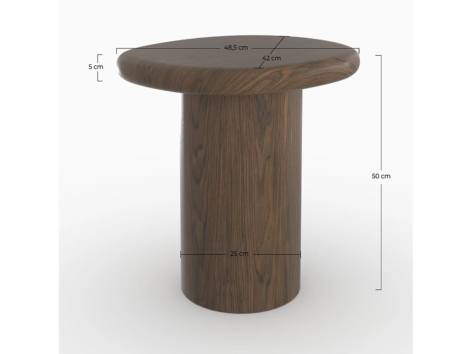 Tavolino in impiallacciatura di noce, D48,5 cm - Nubia