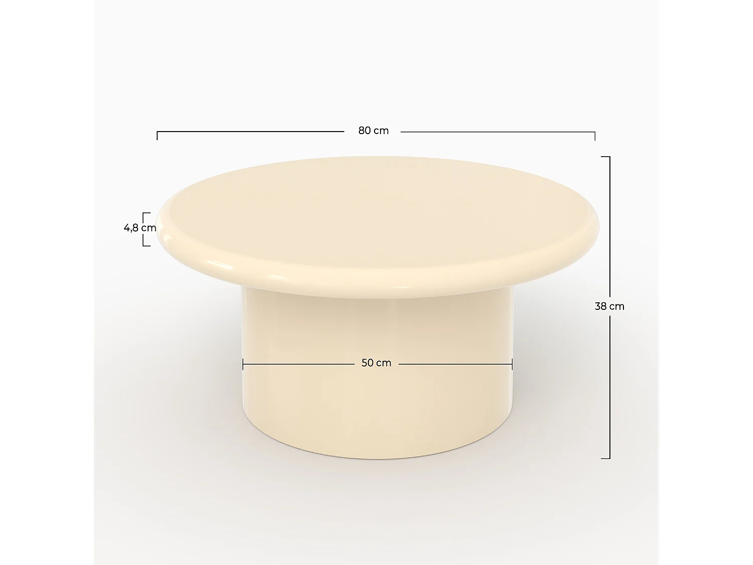 Tavolino laccato bianco in MDF, D80 cm - Apoline