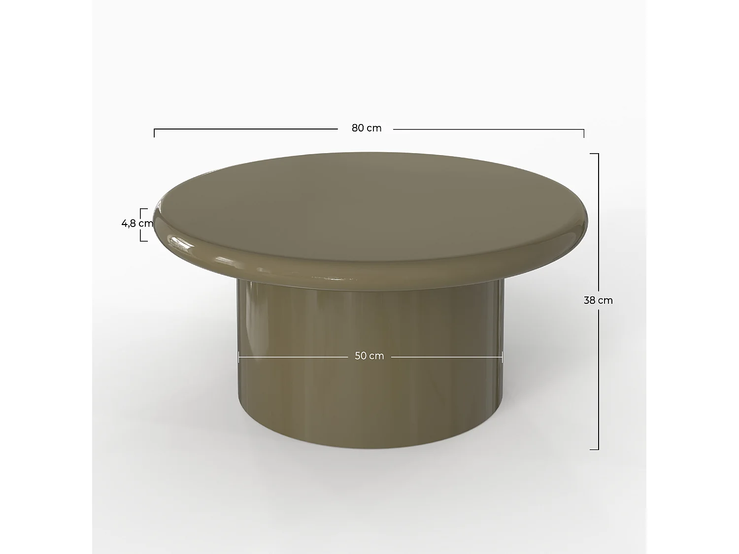 Tavolino laccato verde kaki in MDF, D80 cm - Apoline