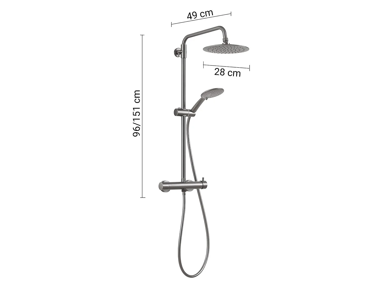 Colonne De Douche Avec Mitigeur, 3 Jets Et Pommeau 22,5 Cm Réglable