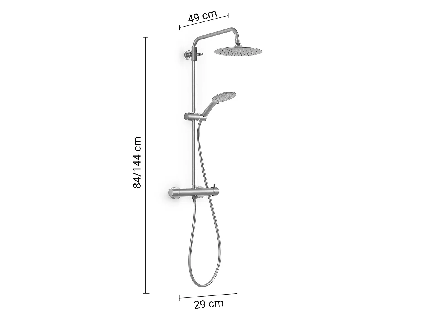 Colonne De Douche Avec Mitigeur, 3 Jets, Pommeau 22,5 Cm