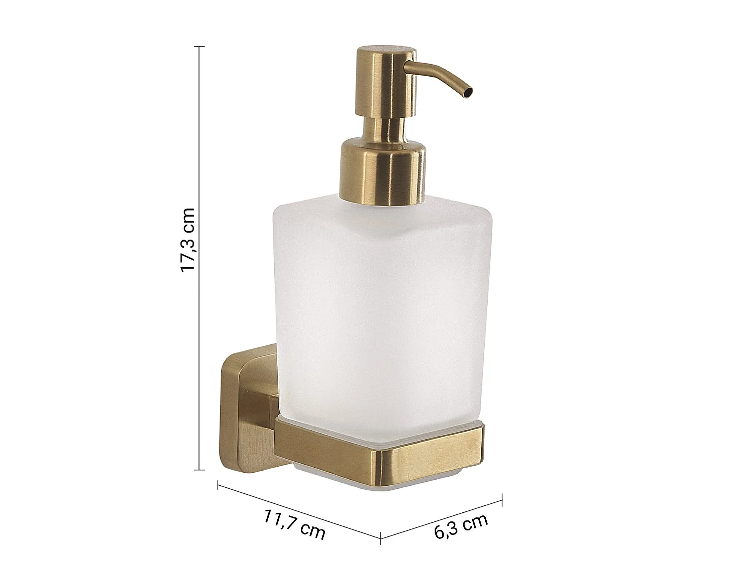 Distributeur De Savon Mural Or Mat En Acier Inoxydable Et Verre Dépoli | Tahiti