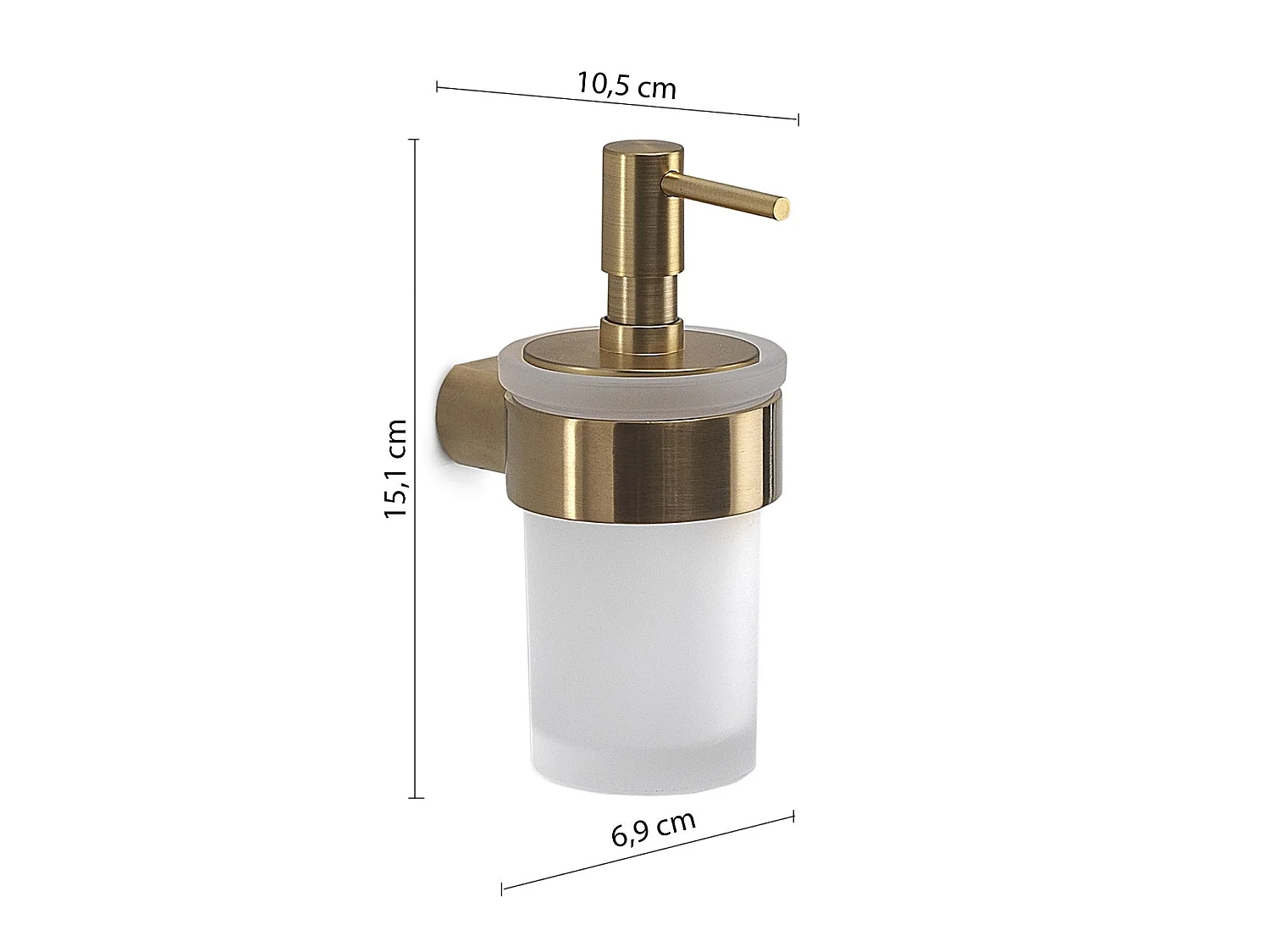 Distributeur De Savon Mural Or Mat En Laiton Et Verre Satiné | Palazzo