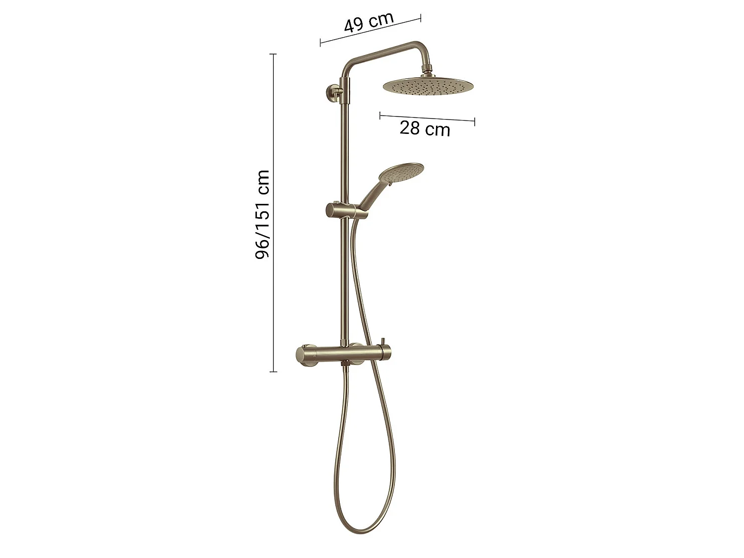 Colonne De Douche Avec Mitigeur, 3 Jets Et Pommeau 22,5 Cm