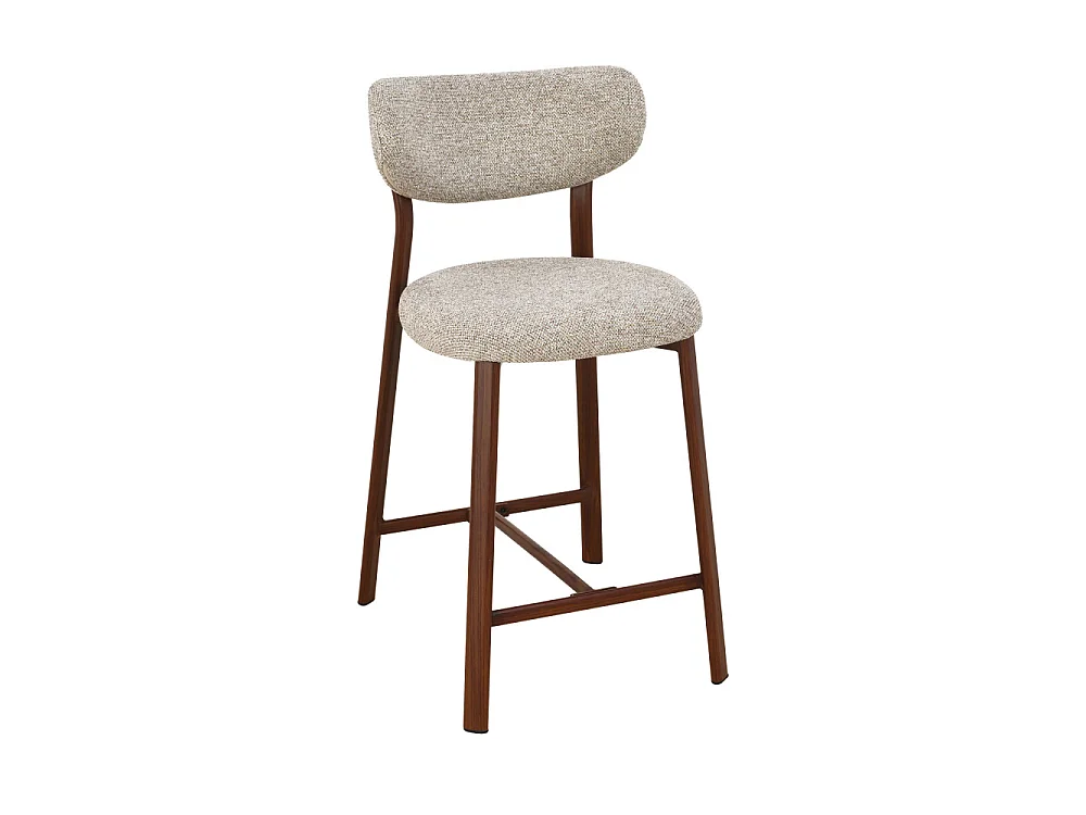 Lunara - Lot de 2 chaises de bar en tissu piètement effet foncé bois H65cm - Marron chiné