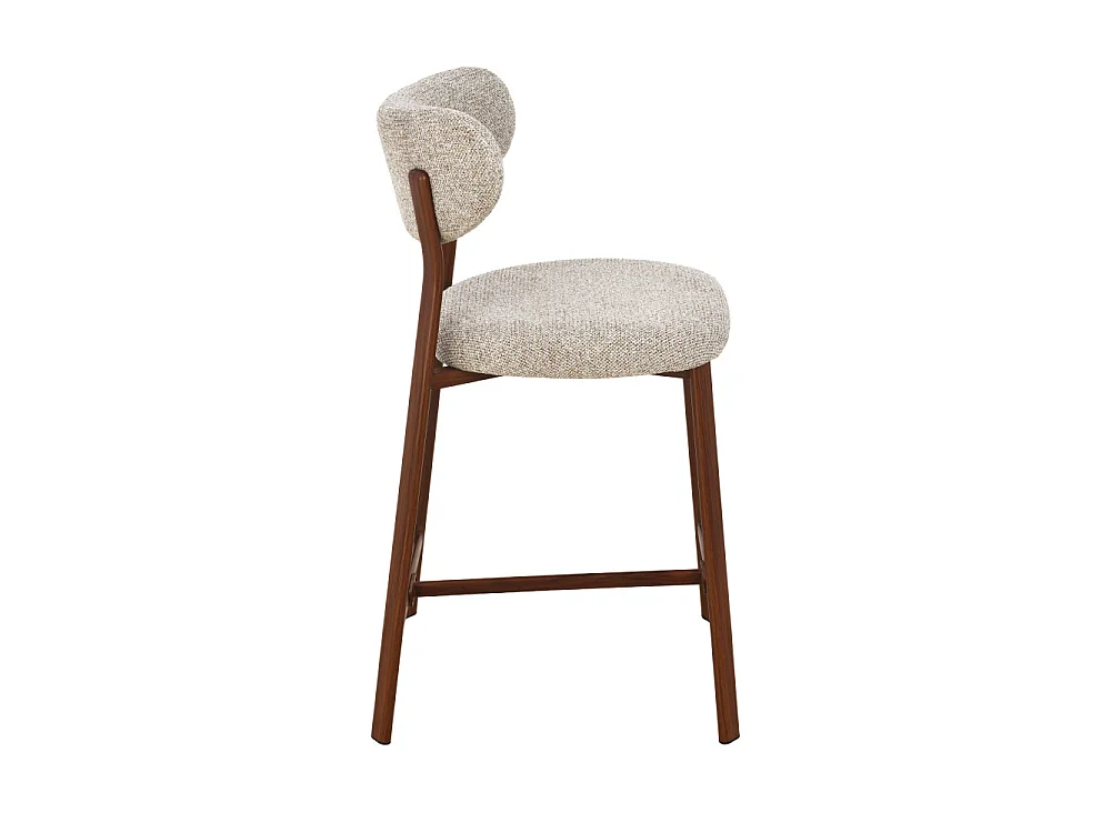 Lunara - Lot de 2 chaises de bar en tissu piètement effet foncé bois H65cm - Marron chiné