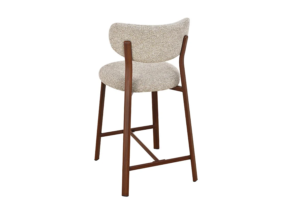 Lunara - Lot de 2 chaises de bar en tissu piètement effet foncé bois H65cm - Marron chiné