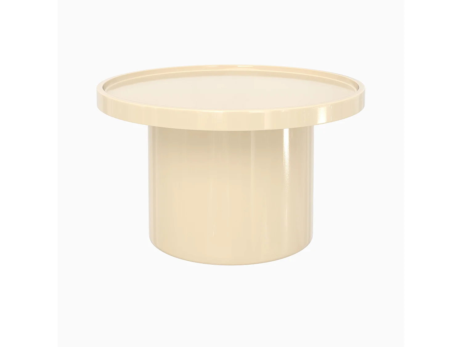 Tavolino bianco laccato in MDF, D70 cm - Nora