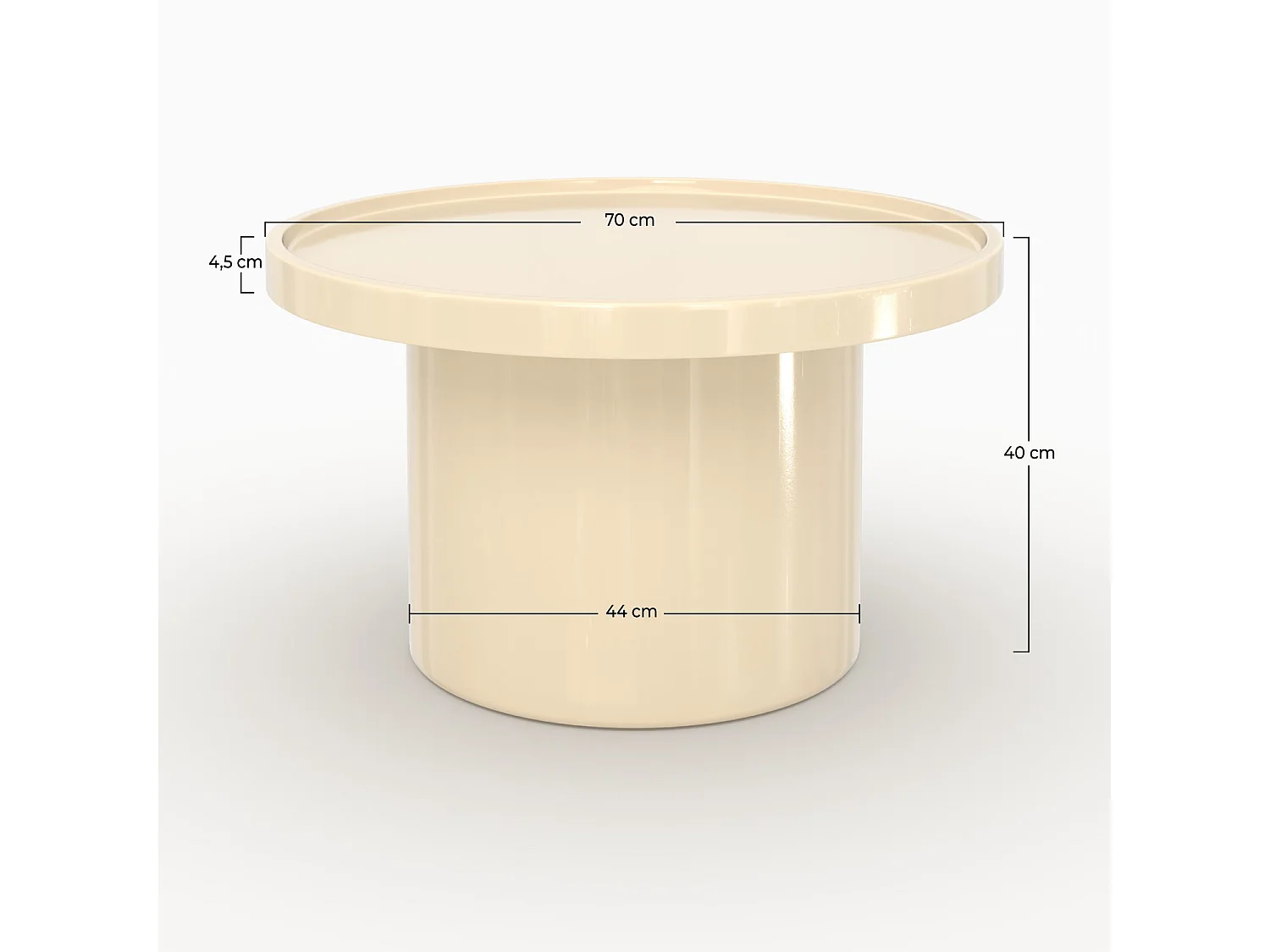 Tavolino bianco laccato in MDF, D70 cm - Nora