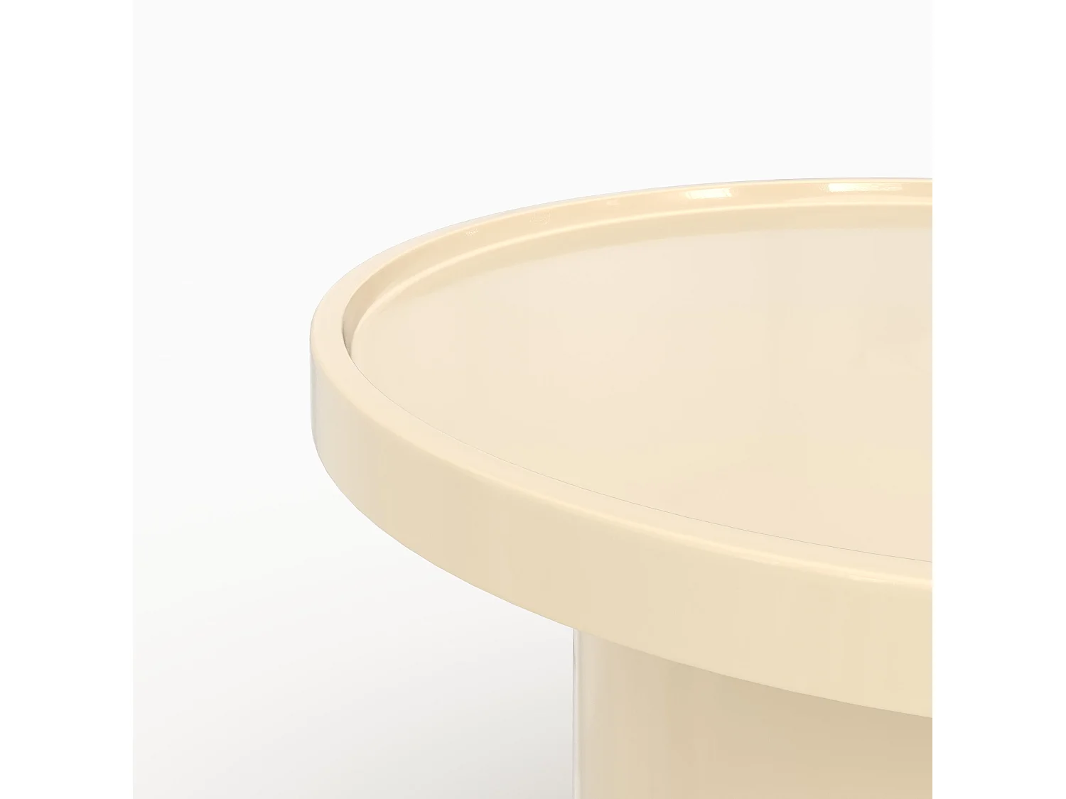 Tavolino bianco laccato in MDF, D70 cm - Nora