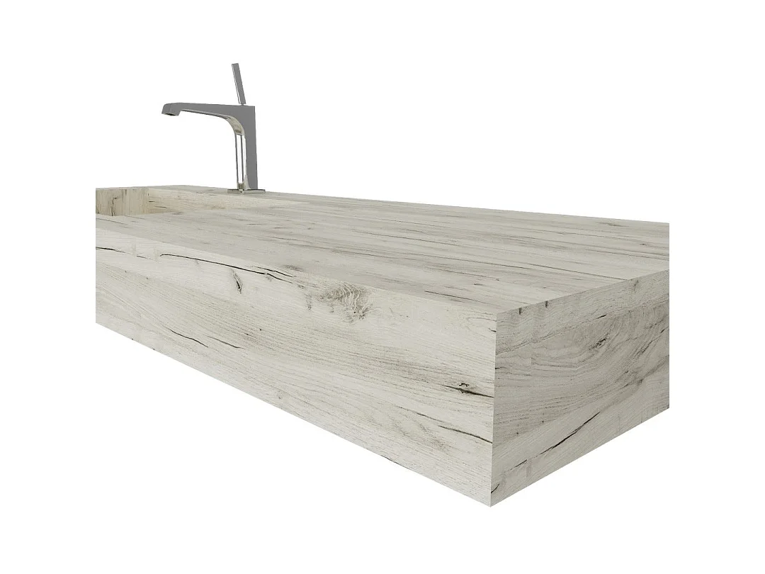 Lavabo Asymétrique Avec Cuvette À Gauche 120Cm Hpl Ice Oak